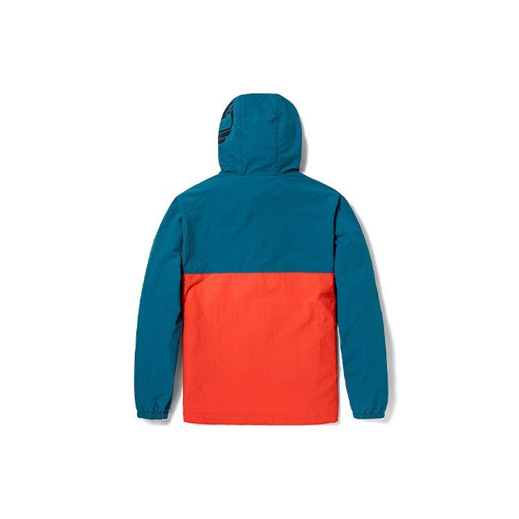 Timberland Color Block Half Zip Pullover Hooded Jacket Men Jackets Blue Orange A2BUU-CE0
