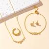 Simple and Stylish Zirconia Jewelry Set: Pendant Necklace, Adjustable Bracelet, Open Ring, and Earrings - a Perfect Holiday Gift