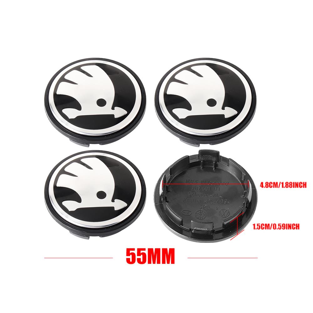 REOY4 4pcs 55/65mm Car Original Wheel Center Cover Hub Cap Emblem Decoration For Skoda Kodiaq Superb Yeti Karoq Rapid Fabia RS Octavia