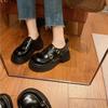 Miu's Home~ Super Soft Sheepskin Thick-soled Thick-heeled Small Leather Shoes Women's Round Head Fashionable Double Buckle with British Style Love