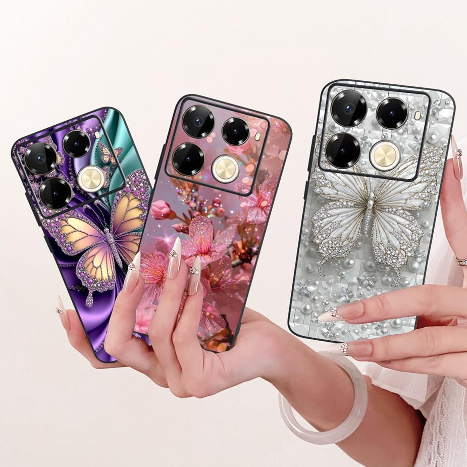 Für Infinix Note 40 40X 5G Hülle X6852 Neue Schmetterlingsbemalte Abdeckung Weiche Silikonhülle Für Infinix Note 40 Pro Plus Note40 X Hülle