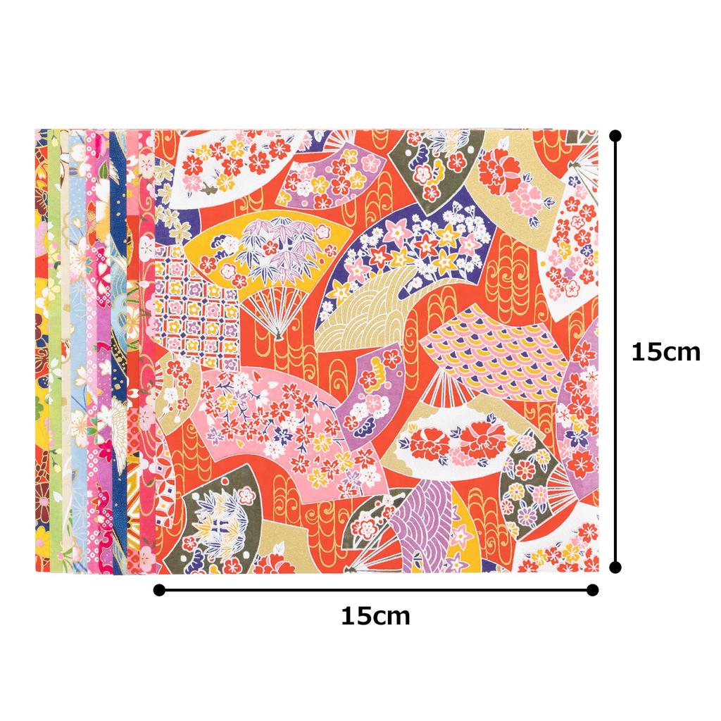 Kawasumi Washi Special Kyoto Yuzen Washi Chiyogami Various 10 Patterns Hand-Dyed Paper, 15cm, Patterns,