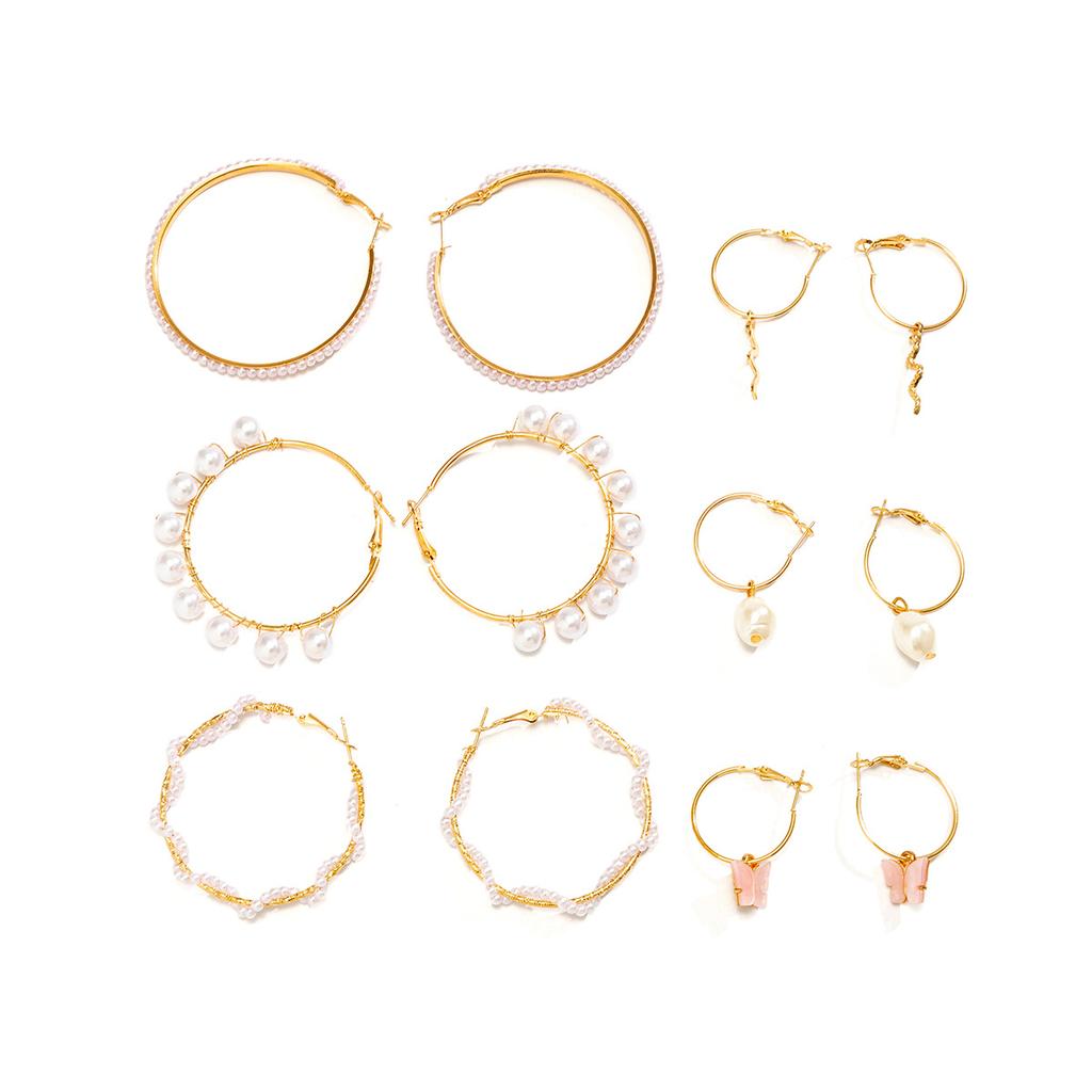 Accessories, versatile star-shaped peach heart earrings, temperament imitation pearl winding micro-inlaid stud earrings set for women