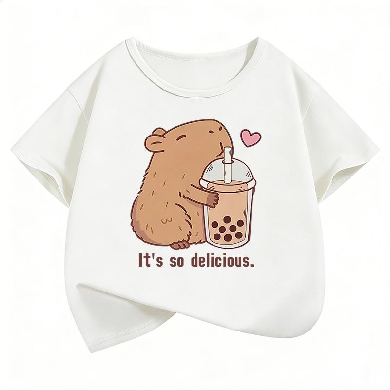 Very Delicious Capybara Design Funny Short-sleeve Children's Summer and Spring Casual Top T-shirt
