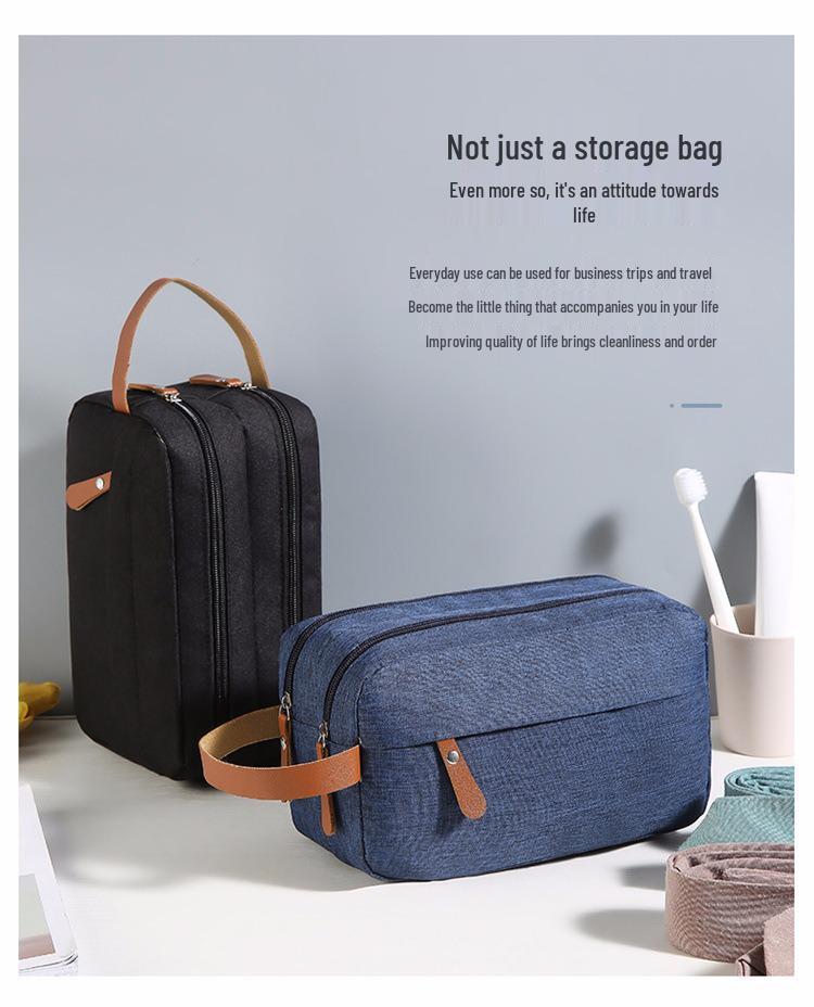 Men's Waterproof Oxford Cloth Toiletry Bag - Portable Business Storage with Dry/Wet Separation