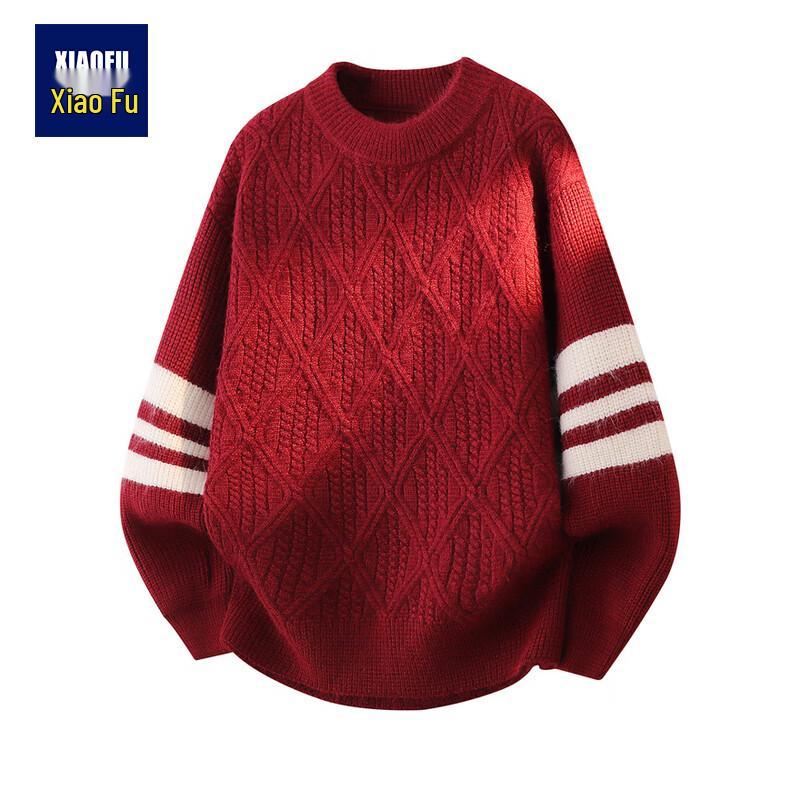 

Men s Diamond Striped Color Block Round Neck Knit Sweater XL