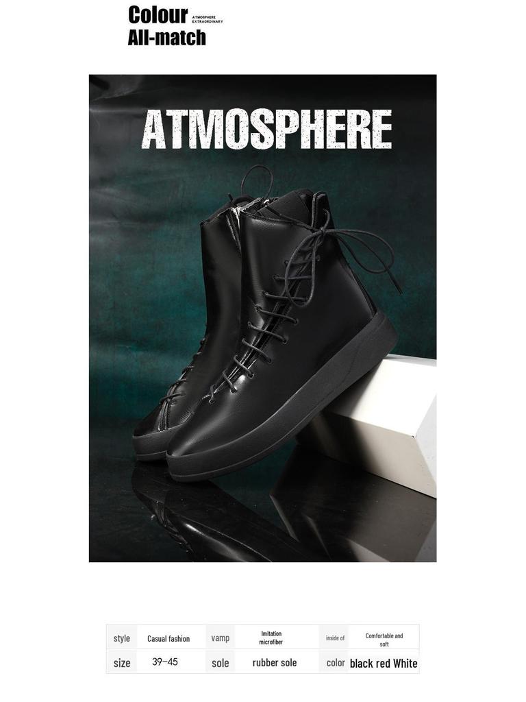 European Station Red Martin Boots: Autumn 2025 High-Top Men's Shoes with Side Lace-Up and Zipper (Sizes 39-45)