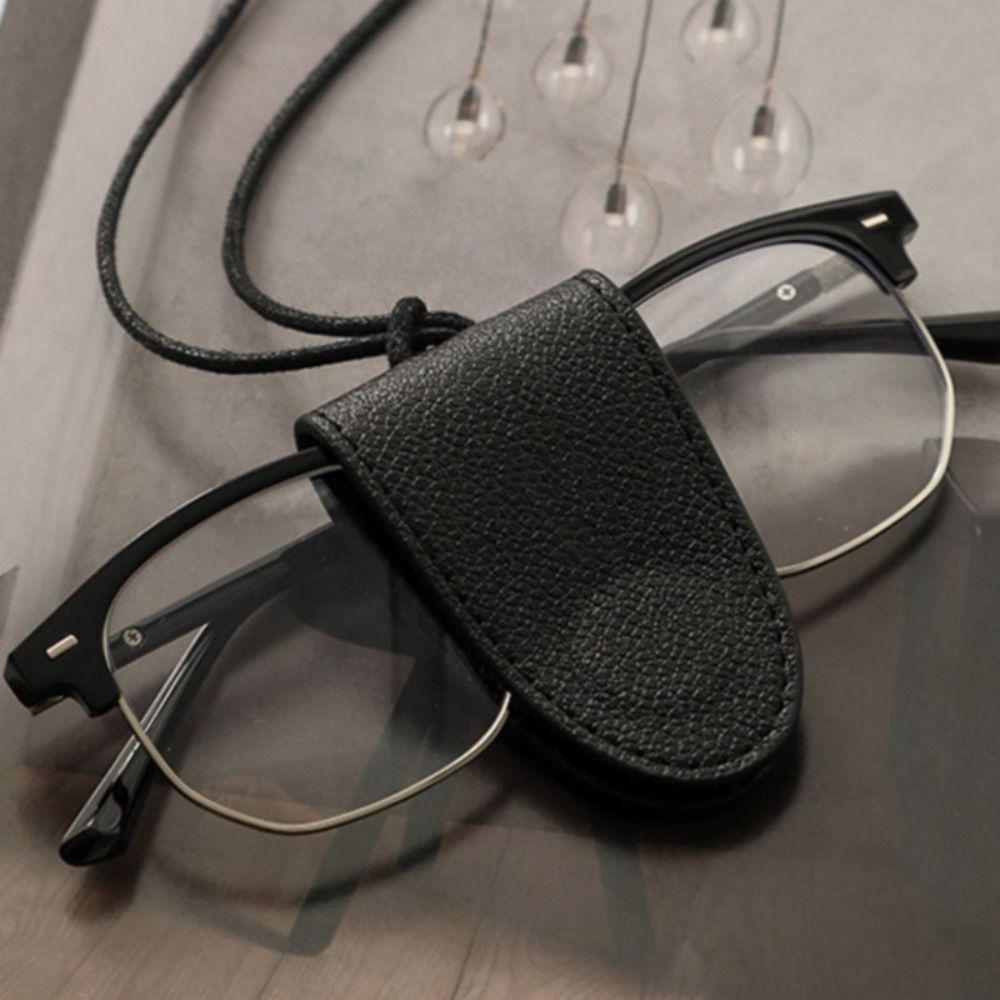 Sunglasses Storage Lanyard Glasses Clip Neck Hanging Pu Leather Magnetic Hat Clip Portable   Beach