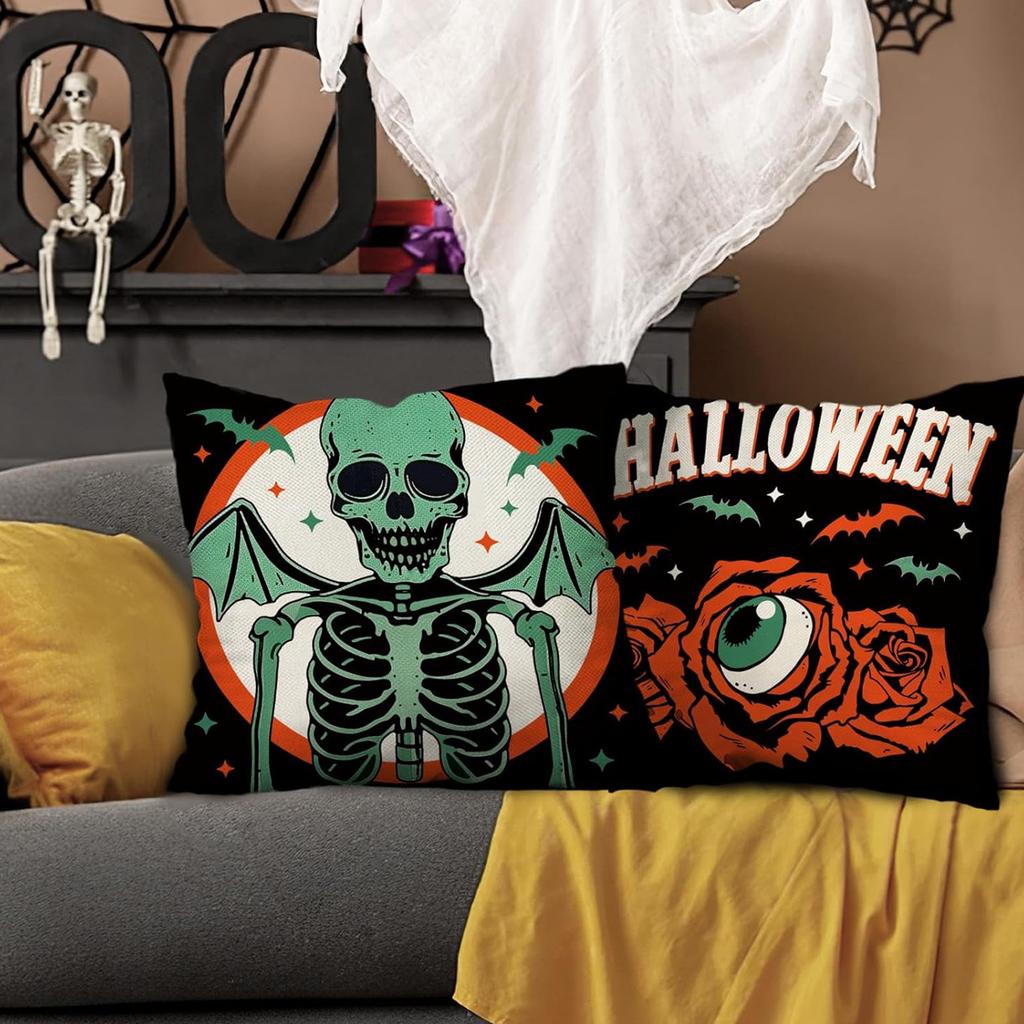 Halloween Pumpkin Skeleton Pillow Festival Home Party Decoration Living Room Sofa Cushion Bedroom Bedside Pillow Cover