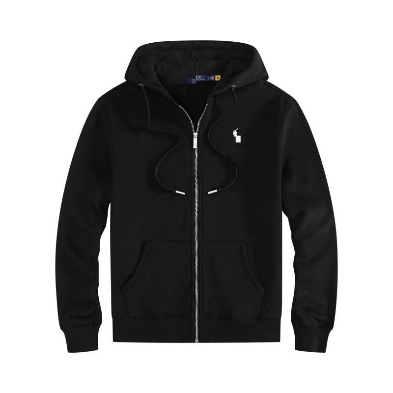 Herren Velours Polo Hoodie Set mit gesticktem Pferde-Logo