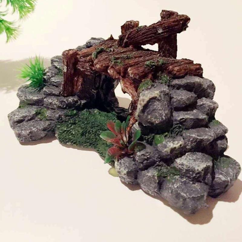 Realistic Bridge Resin Simulation Aquarium Ornaments Fish Tanks Aquarium Plant Turtle Basking Climbing Platform Supplies