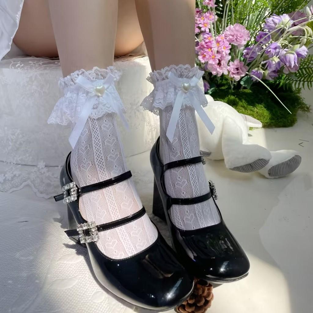 Lolita Lace Trim Socks With Breathable Nylon For Cute Summer Fashion