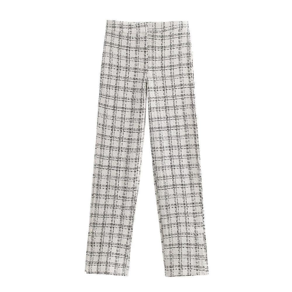 

Women s 2024 Autumn/Winter Plaid Straight-Leg Pants in Chic Style Medium белый