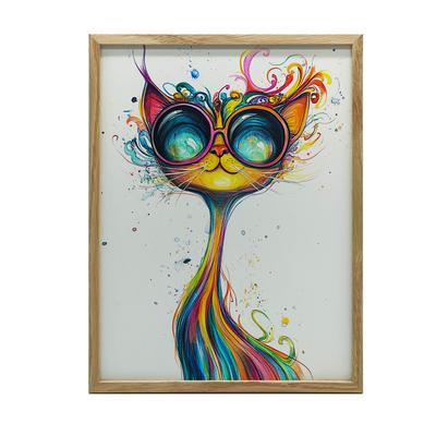 Poster Katze mit Brille Poster Katze mit Brille, 50X70 cm, ohne Rahmen, Premium-Leinwand auf Keilrahmen