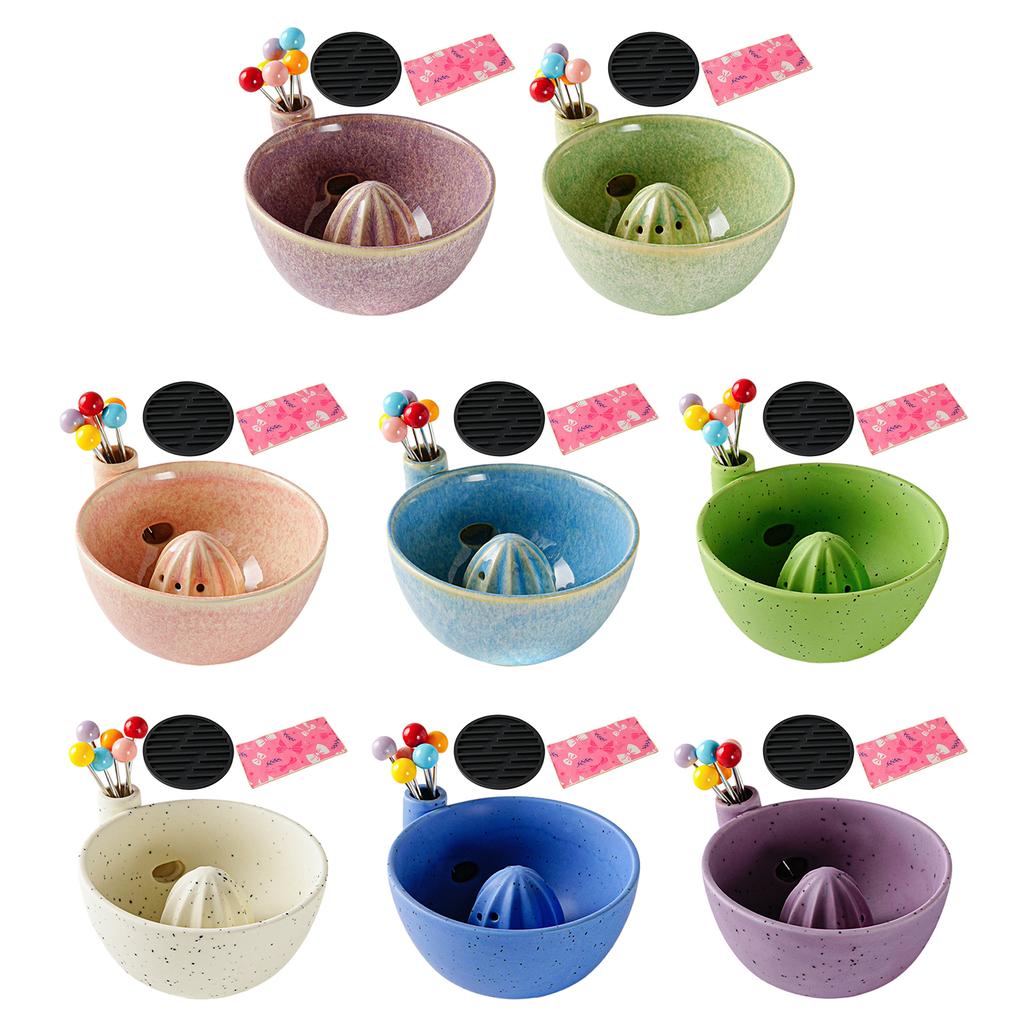 5-Piece Ceramic Berry Washing Bowl with Built-In Spinner Strainer Fruit Vegetable Kitchen Prep