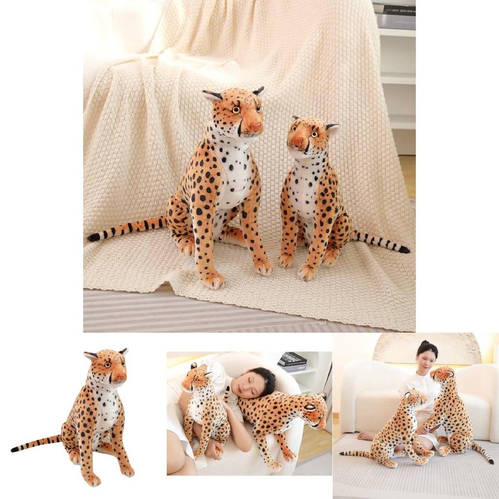 Realistic Leopard Plush Toy Soft Stuffed Cheetah Doll For Kids And Collectors