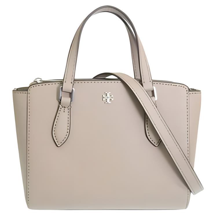 Tory Burch Emerson Minimalist Leather Tote Bag Women Tote Gray 138366-083