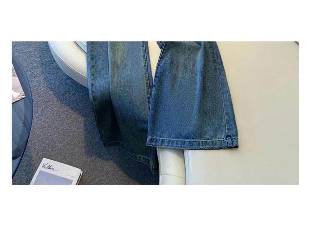 High-Waisted Wide-Leg Drape Jeans for Tall Women - Summer Slimming, Breathable, Non-Sticky Fabric