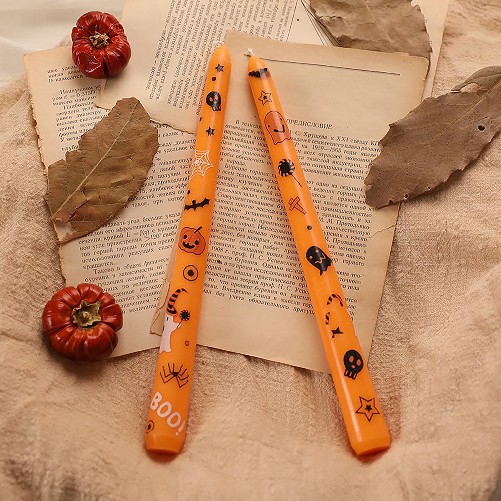 

2 шт. Призрак 25 см Длинный шест Напечатанный Хэллоуин парафиновая свеча праздник Креативное украшение Подарочная Европейская свеча One Size оранжевый