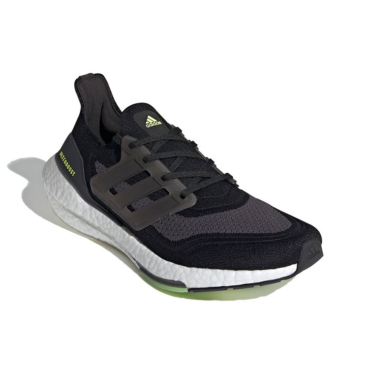adidas UltraBoost 21 Black Silver Metallic Men Sneakers Core-Black Solar-Yellow FY0374