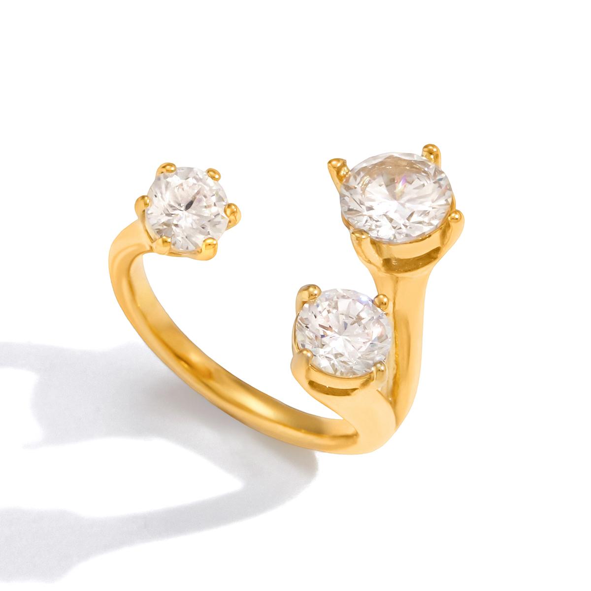 

Yori Delicate Cubic Zirconia Cast Ring Stainless Steel PVD Plated Golden Rust Proof Office Ladies Chic Jewelry New Gift золотистый