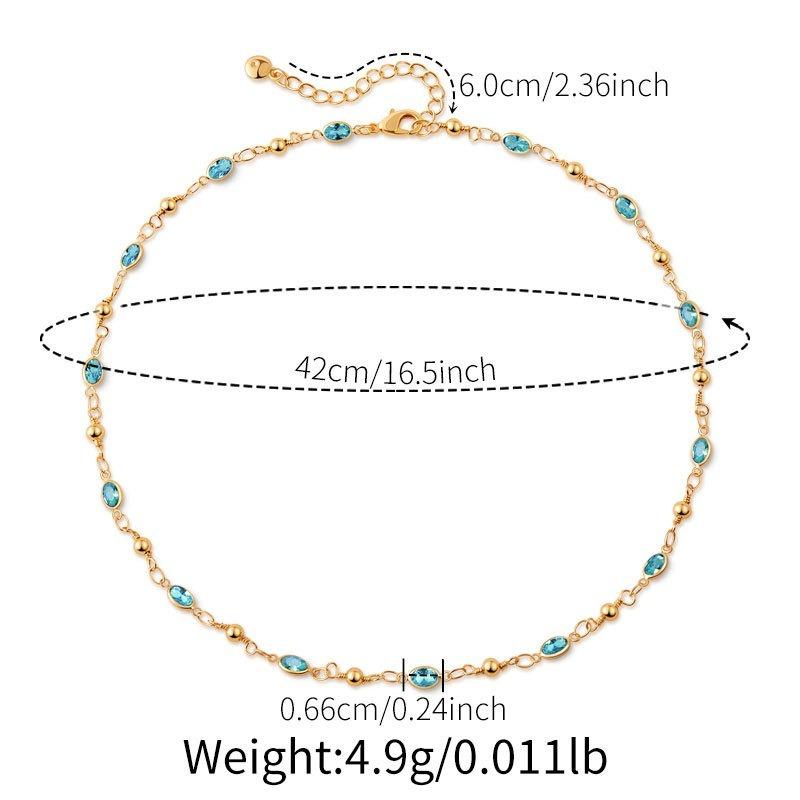 Collana clavicola in rame placcato oro K, fatta a mano, regolabile, con vetro colorato