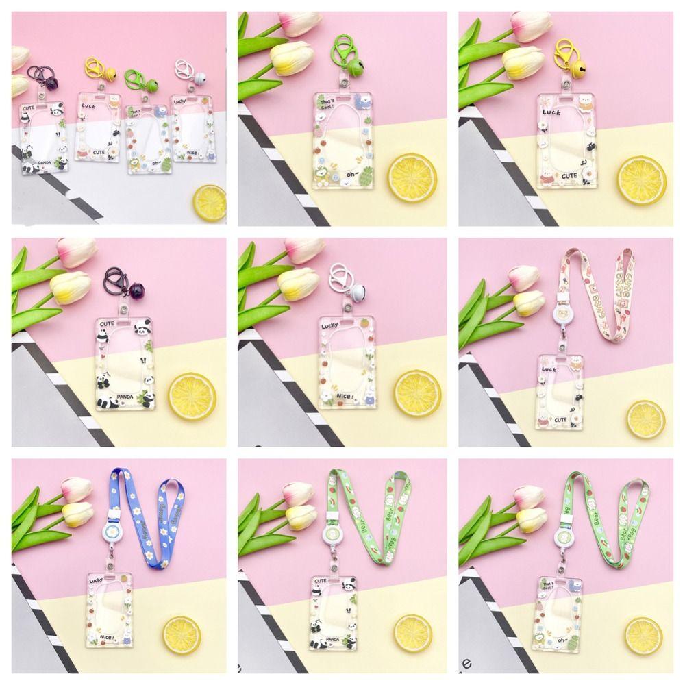 Bear Cartoon Acrylic Card Holder Rabbit Lanyard Bus Card Box Rabbit Card Case  Female/Students