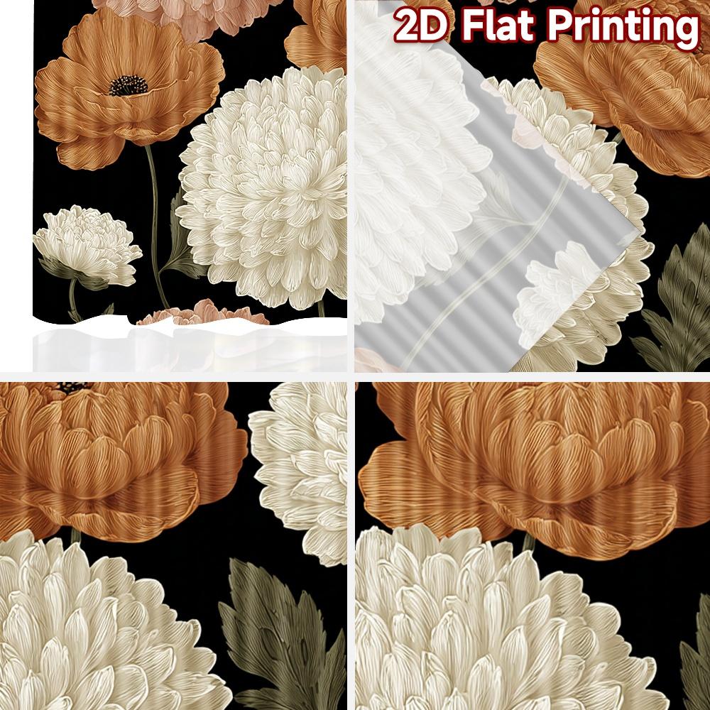 2D FLAT PRINTING 2pcs Curtains (Without Rod) Floral Elegance on Dark Background(1) New year Festival Fashion Curtains Fabric