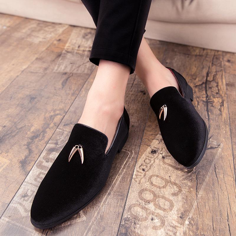 Men Loafers Men's Formal Shoes Men's Flat Shoes Velvet Shoes Leaf and Gold Buckle Breathable Fashion Low Heel Casual Men's Shoes