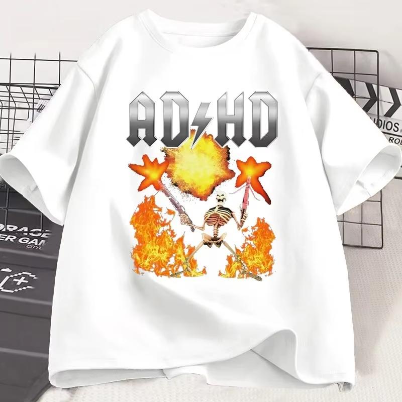 Funny ADHD Graphic Tee Shirt Mental Health Awareness T-Shirt Men Women Fashion Casual Tops All Season Loose Harajuku Clothing