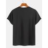 Men's Solid Color Short Sleeve T-Shirt, Ethnic Style Pocketed Tee with Random Print on Pockets, Round Neck Short Sleeve Shirt