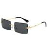 Vintage Fashion 2021 New Sunglasses Rimless Frameless Rectangle Shades Gradient UV400 Summer Traveling Sun Glasses for Women