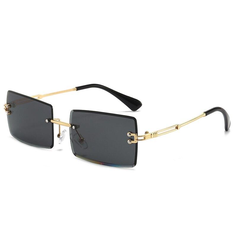 Vintage Fashion 2021 New Sunglasses Rimless Frameless Rectangle Shades Gradient UV400 Summer Traveling Sun Glasses for Women