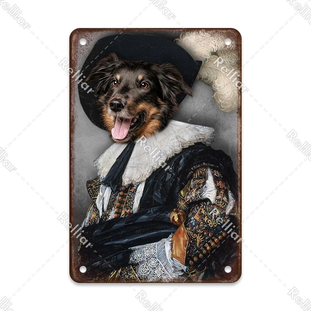 Vintage Style Animals Gentleman Metal Tin Sign Pet Dog Wall Pictures For Living Room Posters Bar Coffee Pet Shop Art Plaque