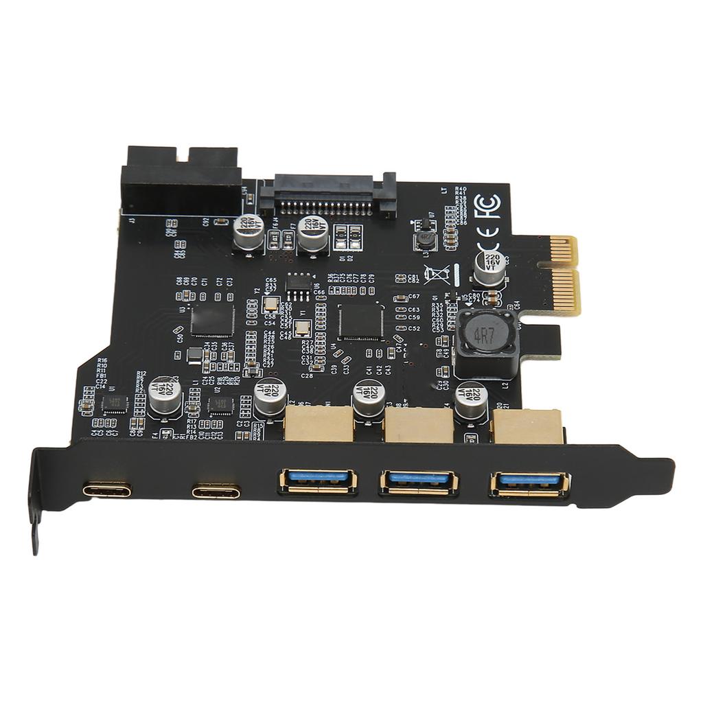 PCIE 1X to USB Expansion Card 3xUSB3.0 2xType C 19pin 5 Port Expansion Adapter Card for PC Desktop