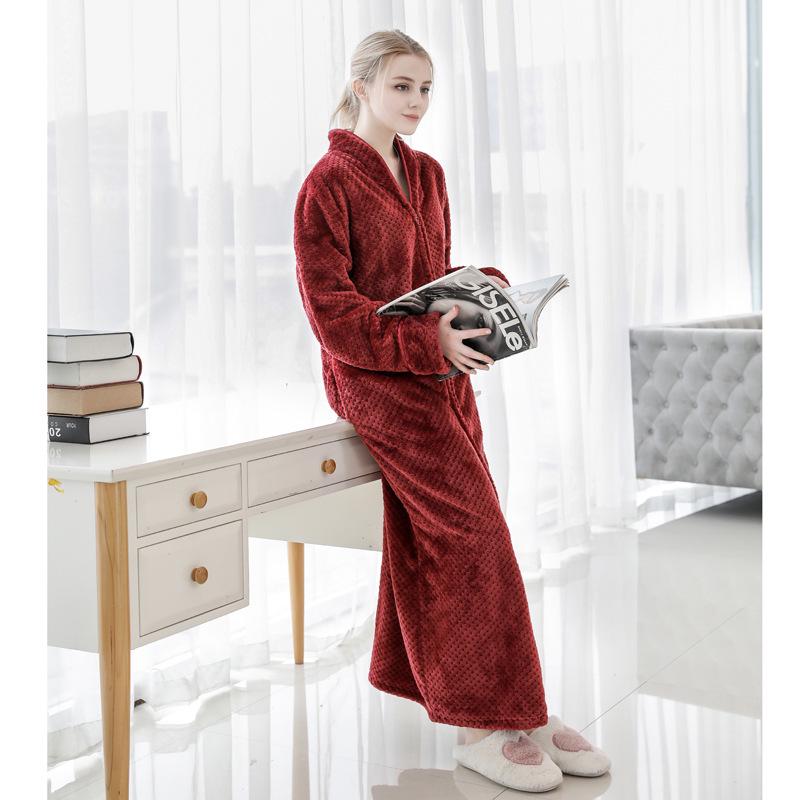 Flanell-Bademantel für Paare: Verdicktes, Überlanges, Übergrößen-Nachthemd für Männer und Frauen