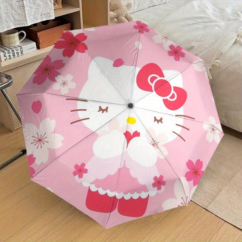 1pc Hello Kitty Cherry Blossoms Umbrella with Plastic Handle,Suitable for All Seasons Home Travel Outdoor UmbrellaSanlio586
