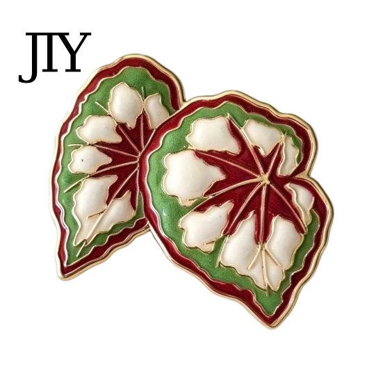 Farbverlauf Brooch Legierung Brooch, Emaille Blatt Design Anstecknadel, Pflanzenliebhaber Abzeichen mit Glatten Linien Pin Helle Farbe, Frischer Stil für Hemden