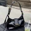 Retro Glossy Delicate Crossbody Bag Women High Grade Buckle Zipper One Shoulder Bags Ladies Versatile Commute Underarm Handbag