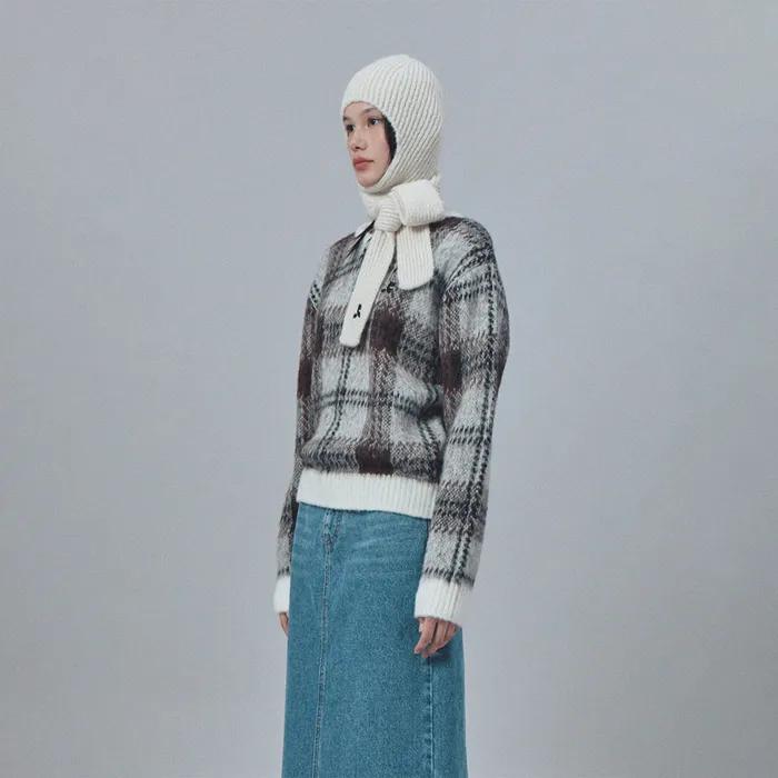 HAIRY SCARF BEANIE (IVORY)