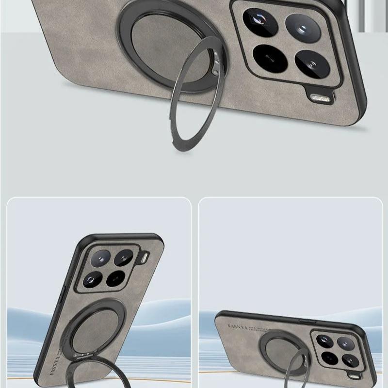 For Honor 600 Pro Magsafe Magnetic Rotating Bracket Phone Case For Honor 600 Pro Sheepskin Leather Matte Shockproof Cover Bumper