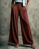 Women High Waisted Wide Leg Palazzo Pants Light Blue Denim Look Trousers