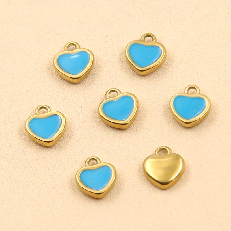 11 Color 5x6mm Stainless Steel Enamel Heart Charms Pendants