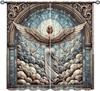 Flower Stained Glass Curtains,Beautiful Nature Scenery Roses Petals Art Symmetry Vintage Decor Rod Pocket Window Treatments for