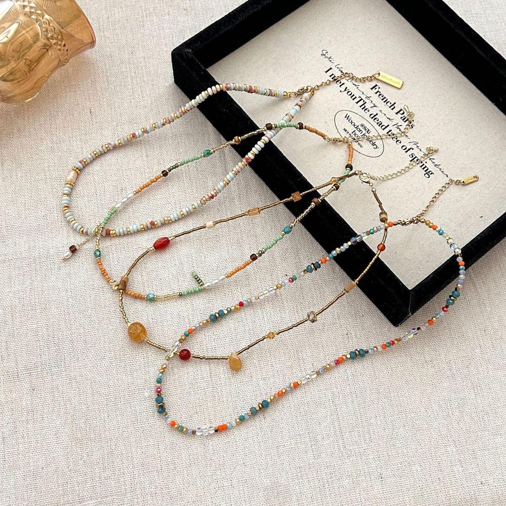 High-End Light Luxury Layered Necklace with Natural Turquoise, Shell, and Pearl Beads