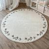 Round Faux Wool Floral Area Rug Living Room Sofa Coffee Table Bedroom Bedside Chair Basket Decor