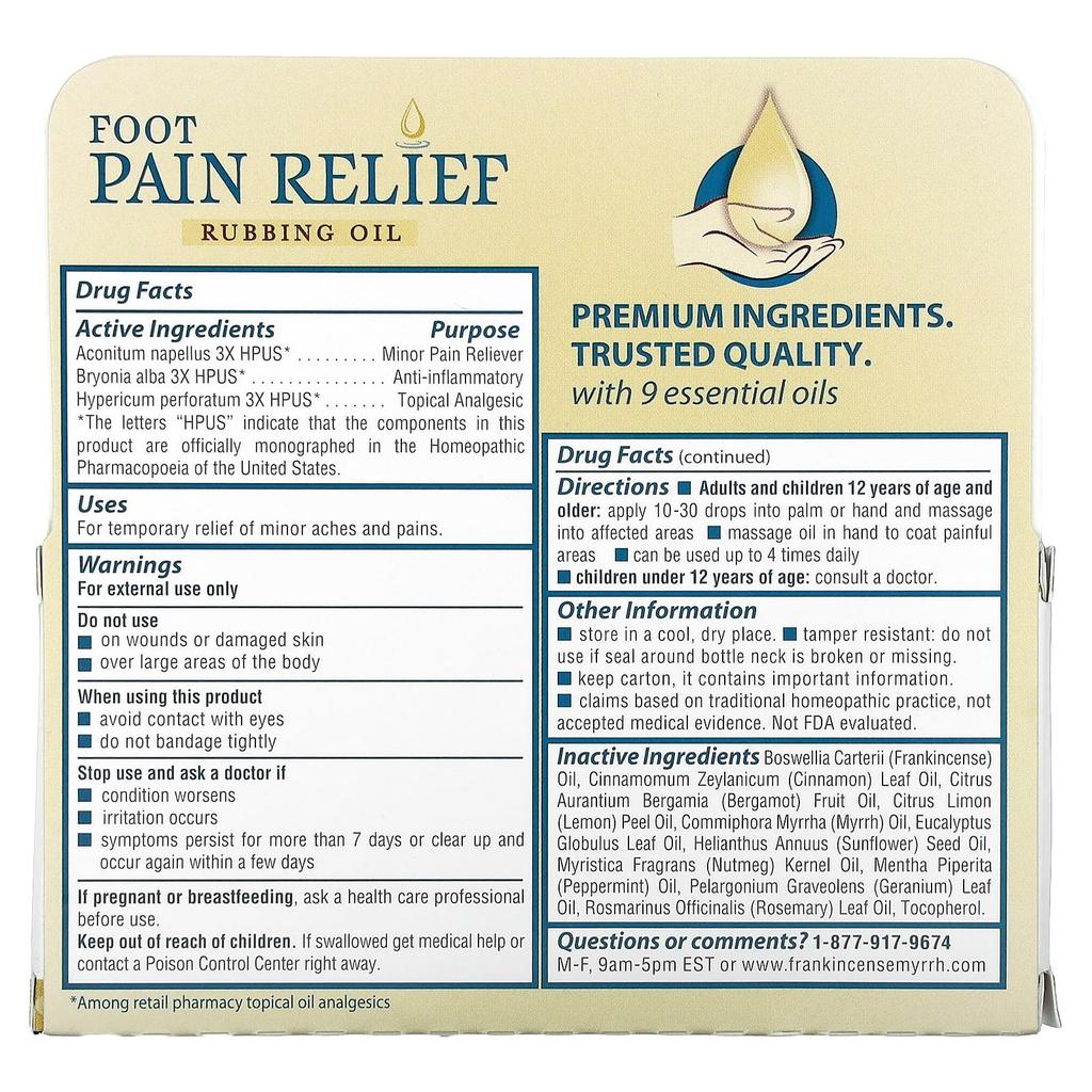 Frankincense & Myrrh Foot Pain Relief Rubbing Oil, 59 Ml (2 Fl Oz)