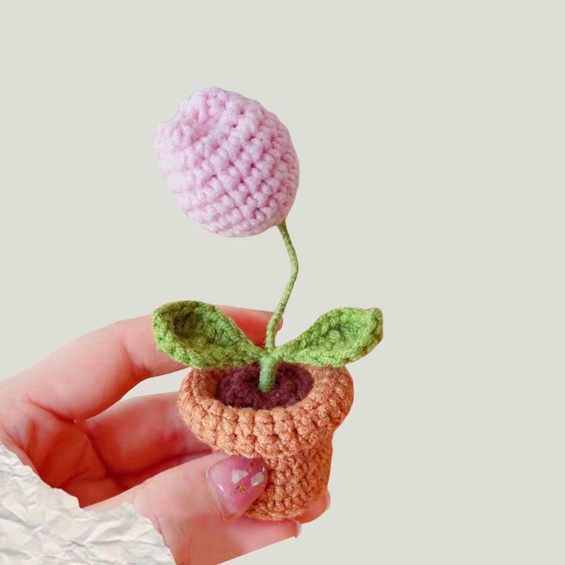 DIY Håndlaget Heklede Blomster Potteplanter Ferdigvevd Bukett Kunstig Strikket Blomst Valentinsdagsgave Hjem Skrivebordsdekor