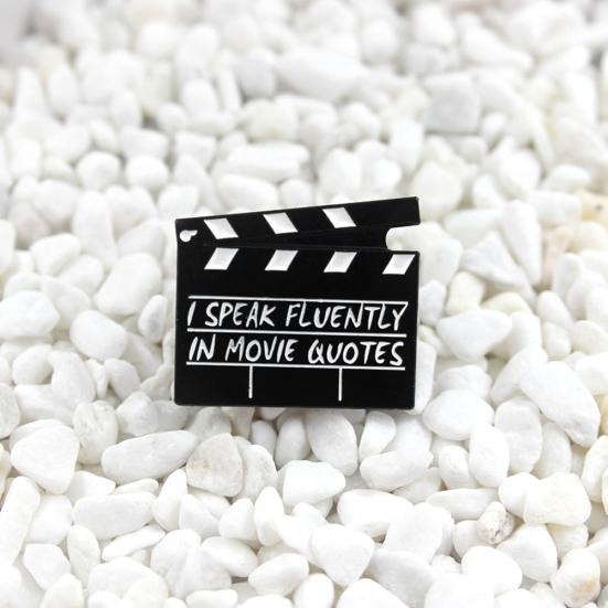 Creative Movie Clapboard Enamel Brooch Pin Unisex Denim Jacket Collar Badge
