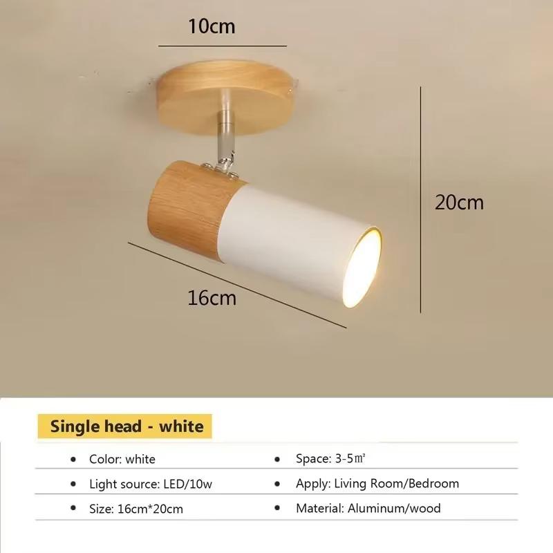Ceiling Light Spotlight LED Single Head Three Heads Black and White Indoor Living Room Bedroom Exhibition Study Light Decoration